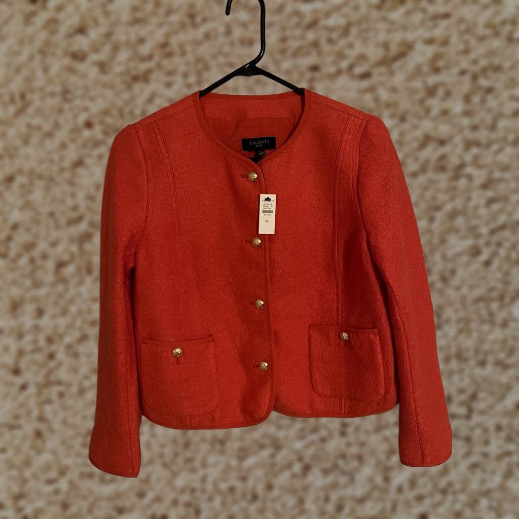 Talbots Talbots Blazer Jacket Women's 8P Petite Wool Orange Gold Button Suit - New! Size M / US 6-8 / IT 42-44 - 1 Thumbnail