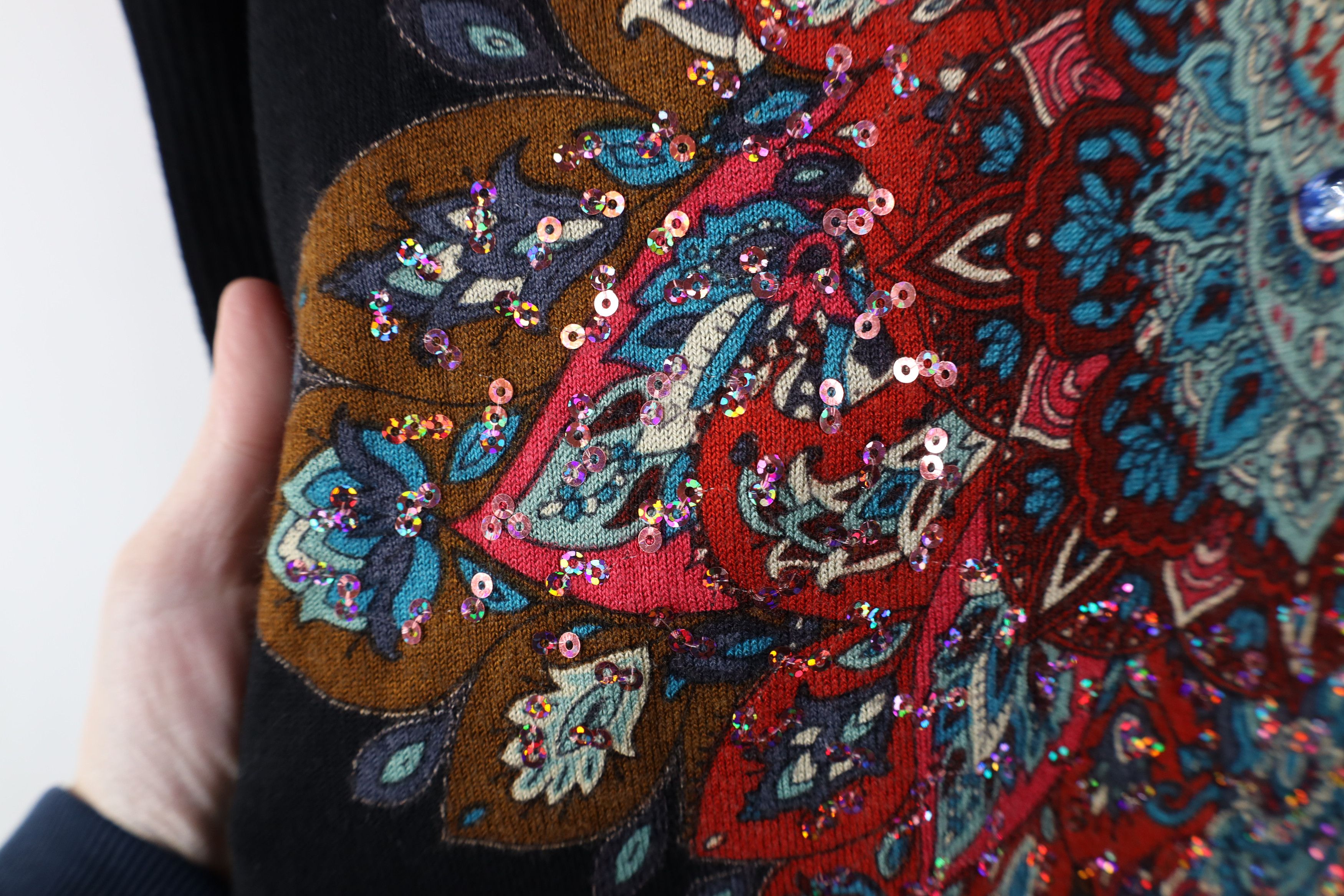 Desigual Vintage Y2K Desigual Flower of Life Knit Turtleneck Sweater Size M / US 6-8 / IT 42-44 - 6 Thumbnail