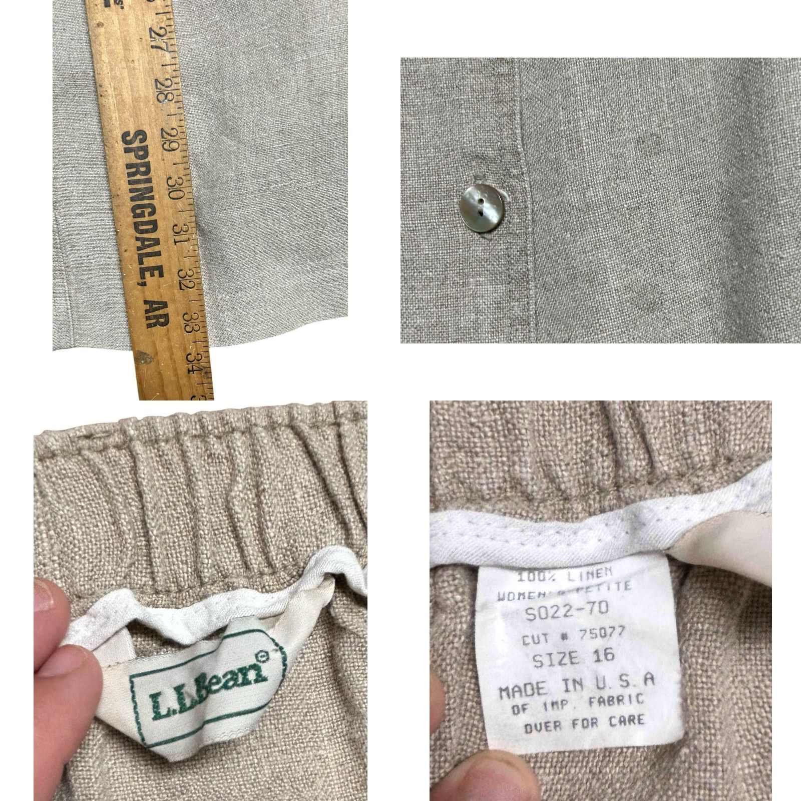 Vintage VINTAGE L.L. Bean Women 2 Piece Skirt Set 100% Linen Beige Brown Sz 16 USA Size 38" / US 16 / IT 52 - 10 Thumbnail