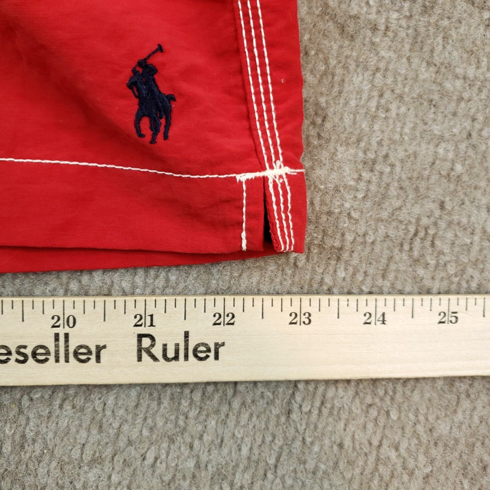 Polo Ralph Lauren VINTAGE Polo Ralph Lauren Board Shorts Mens Large Red Nylon Mesh Lined Drawstring Pockets Swimwear Size US L / EU 52-54 / 3 - 4 Thumbnail