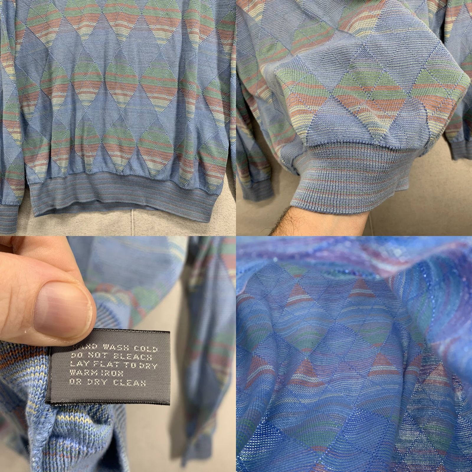 Talbots VINTAGE Talbots Argyle Sweater Men's M Blue 100% Pima Cotton Pullover Long Sleeve 80s 90s Golf Mens Size US M / EU 48-50 / 2 - 8 Thumbnail