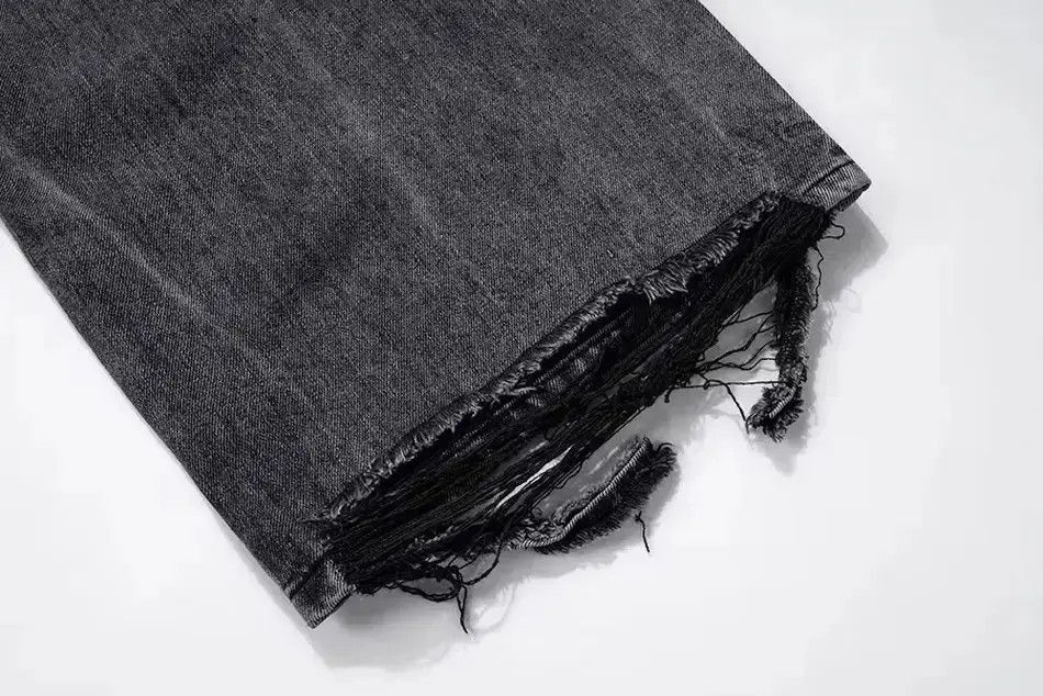 Japanese Brand Black Washed Damage Baggy jeans Size US 32 / EU 48 - 4 Thumbnail