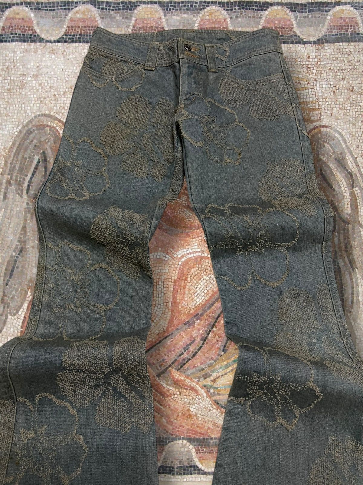Tornado Mart Vintage Og 1990s Designer Japan Albarosa Flared Art Denim Size US 28 / EU 44 - 4 Thumbnail