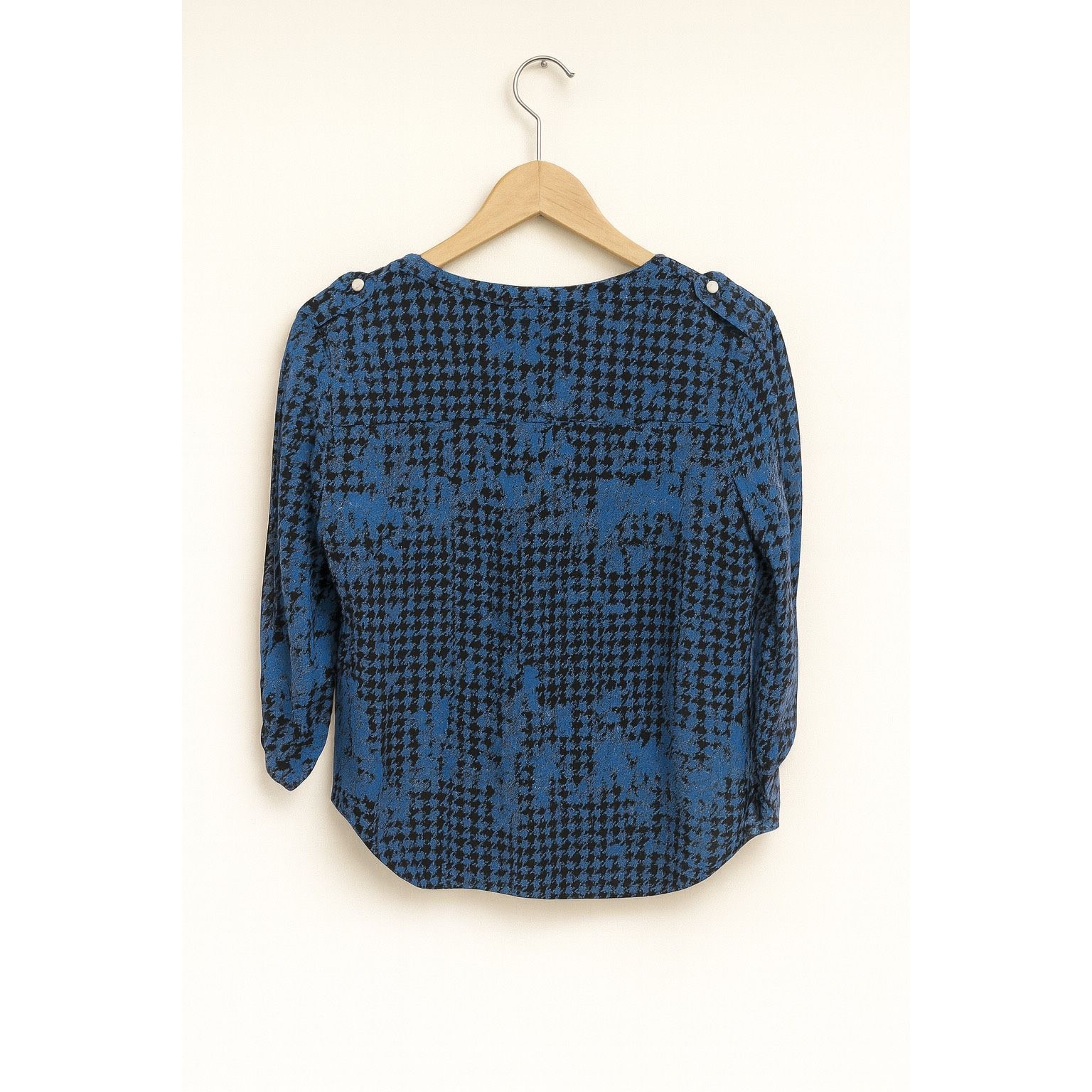 Other a.n.a Blue Houndstooth Rayon Blouse Medium Size M / US 6-8 / IT 42-44 - 3 Thumbnail