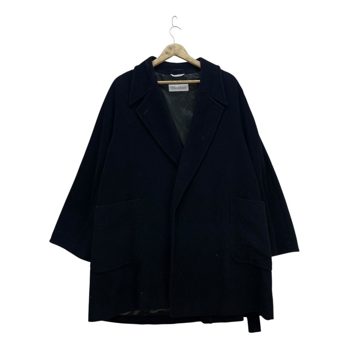 Max Mara 💥Vintage Mac Mara Button Less Drape Belted Wool Jacket Size M / US 6-8 / IT 42-44 - 1 Thumbnail