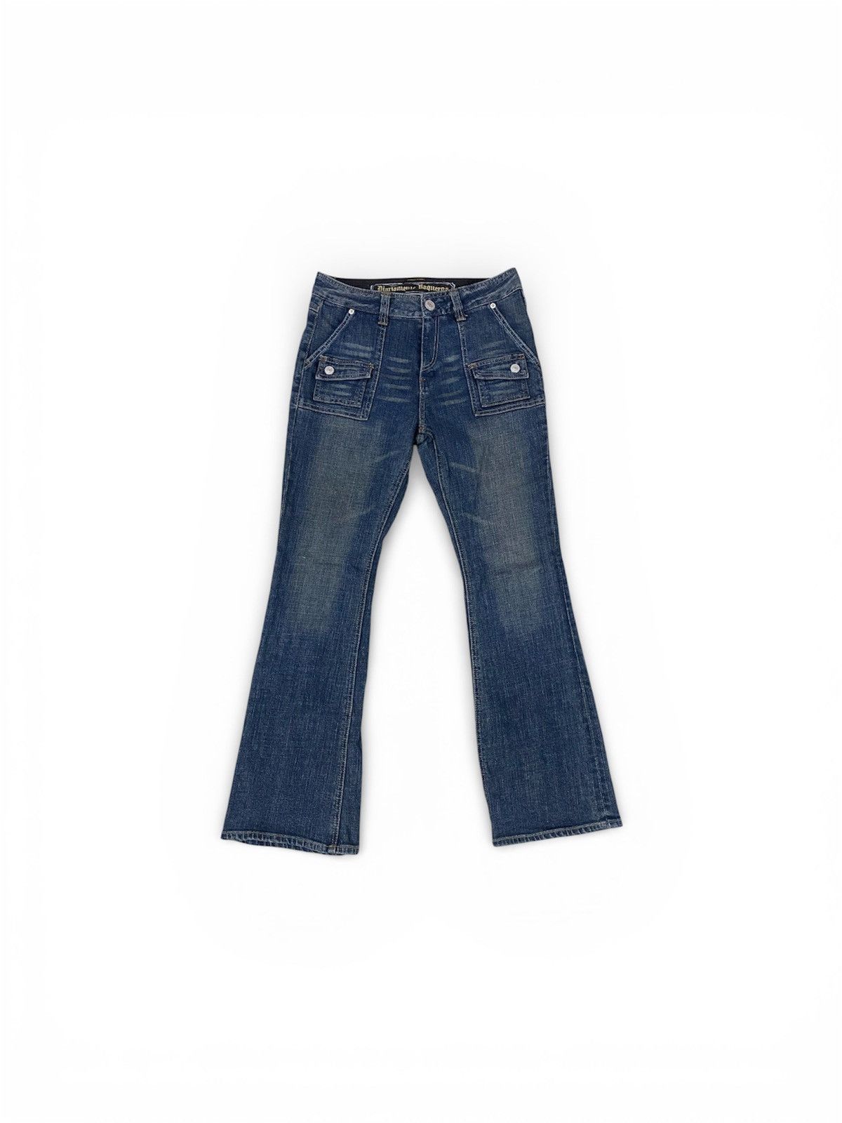 Japanese Brand Vintage 70sStyle Flared Denim Jeans Wash CargoPocket Bootcut Size US 30 / EU 46 - 2 Thumbnail