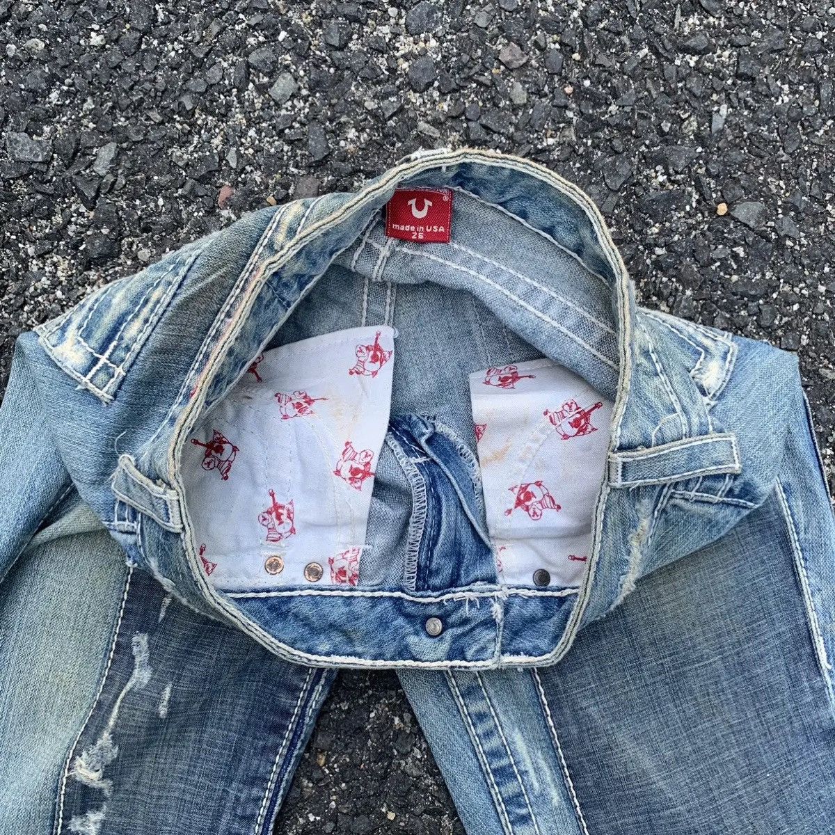 Vintage 💥 STEALS 💥 True Religion Jeans Patch Row Flare Denim Pants Size US 26 / EU 42 - 8 Thumbnail