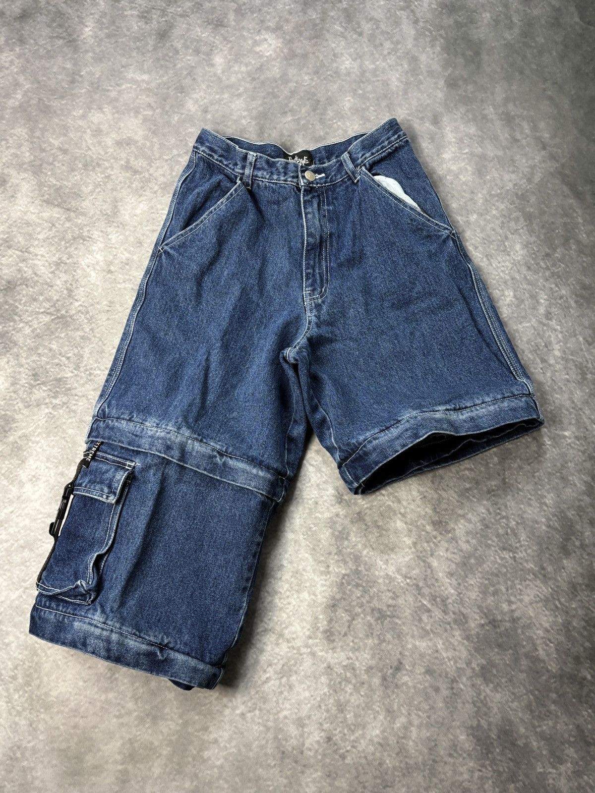 JNCO × Southpole × Vintage 1990s Extreme Zone Denim Cargo Pants Vintage Rave Jorts Zip Size 26" / US 2 / IT 38 - 7 Thumbnail