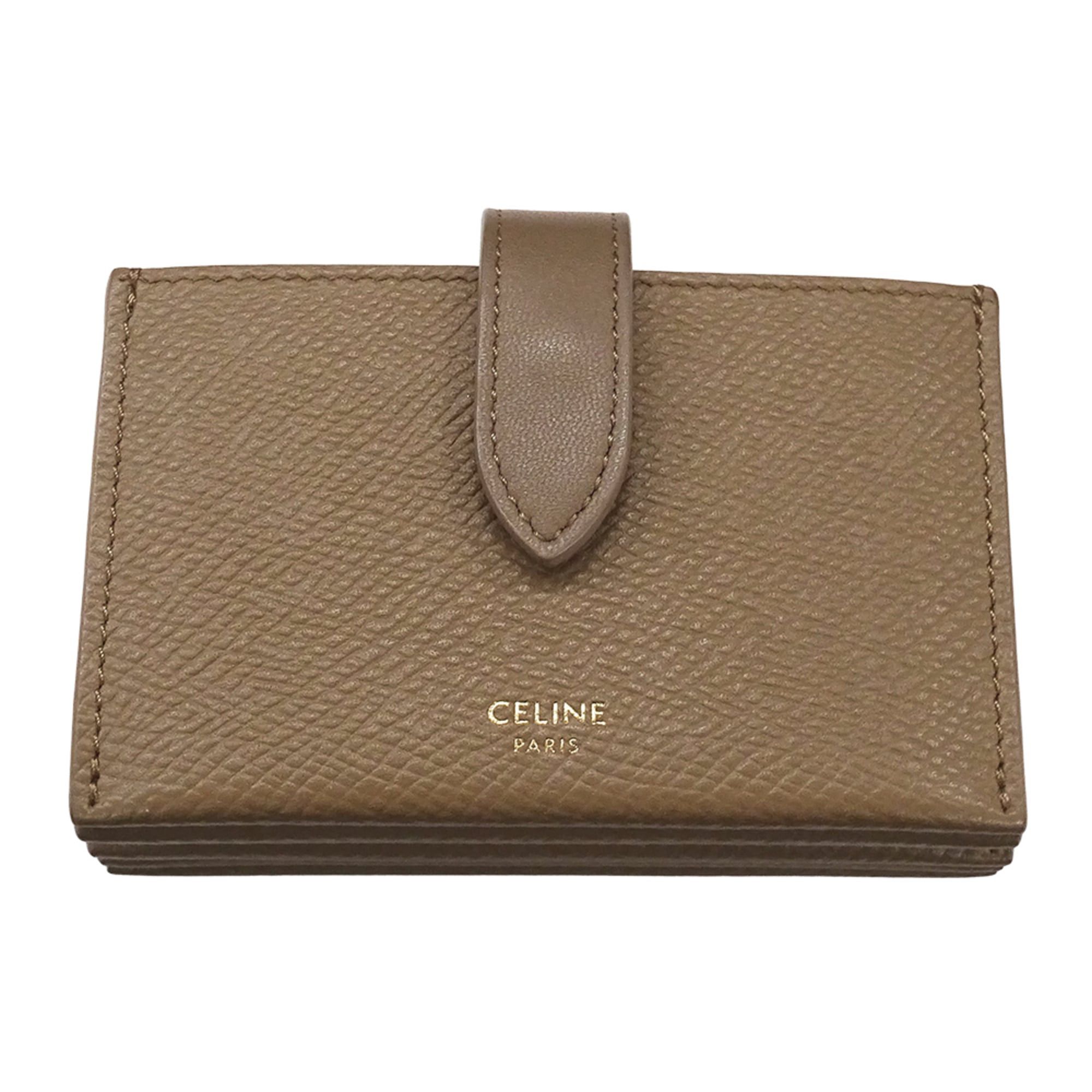 Celine Celine business card holder/card case for women and men. Brand name holder, accordion style, leather, beige, brown. Size ONE SIZE - 1 Thumbnail