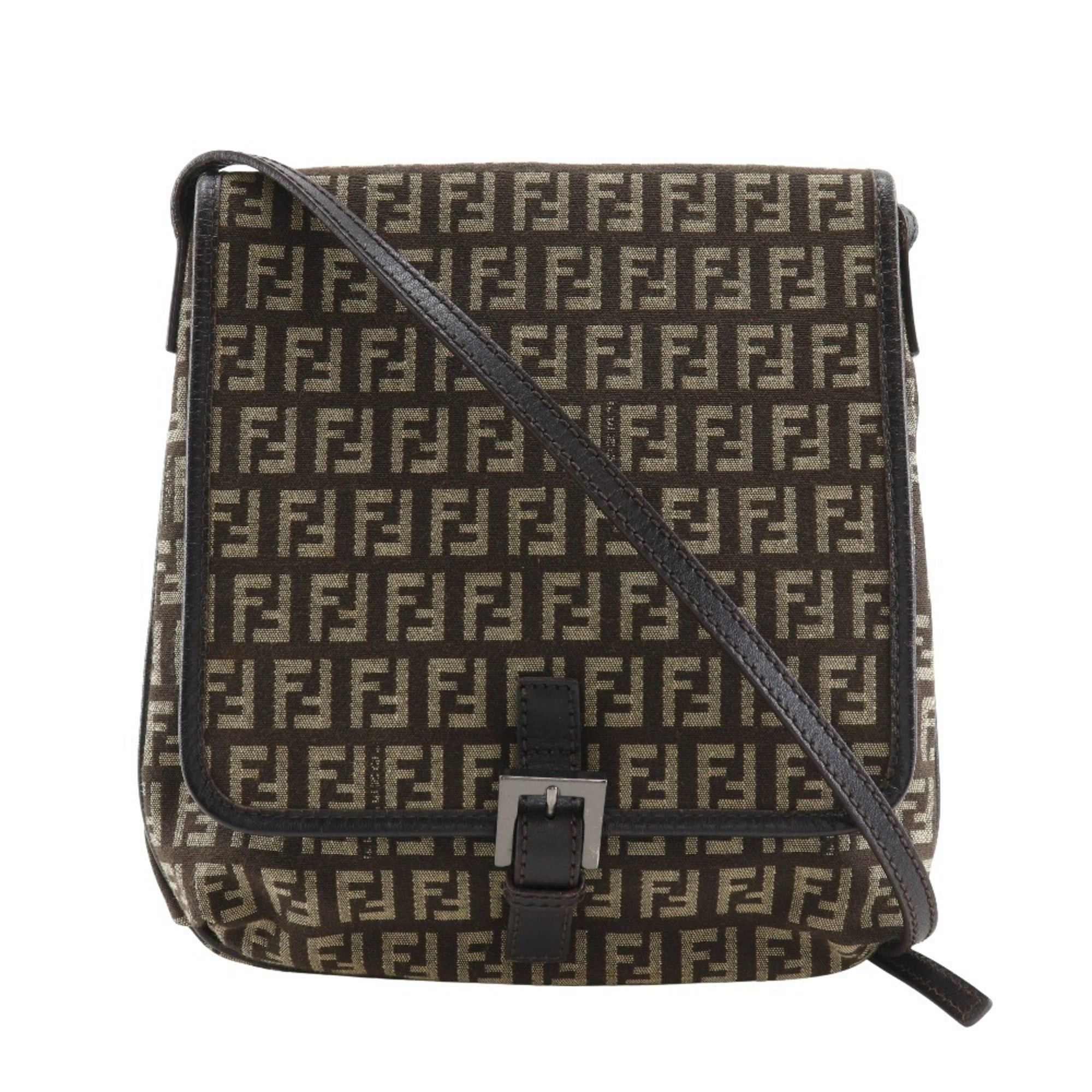 Fendi FENDI Zucchino Shoulder Bag Nylon Canvas Brown Magnetic Type Women's Size ONE SIZE - 1 Thumbnail