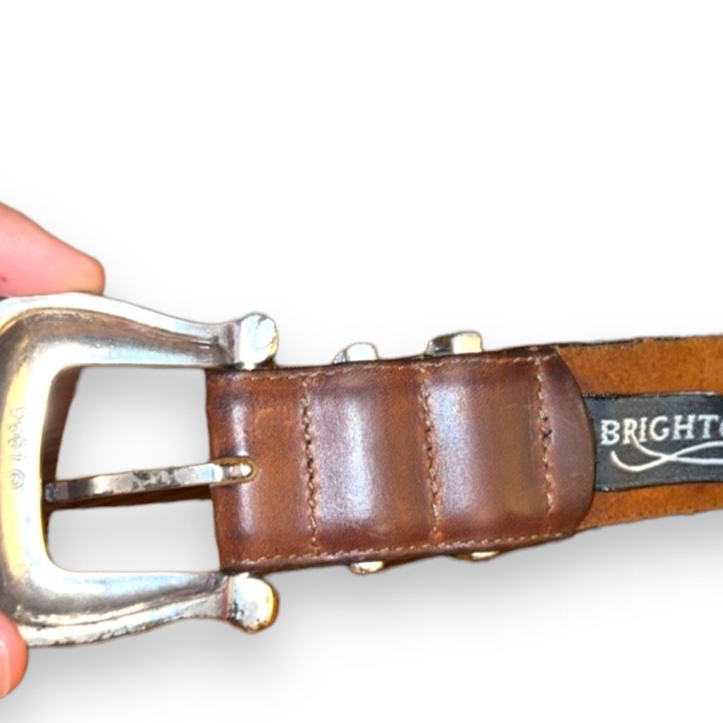 Brighton Brown Brighton Vintage Sterling Silver Leather Belt Size 33 Size ONE SIZE - 4 Thumbnail