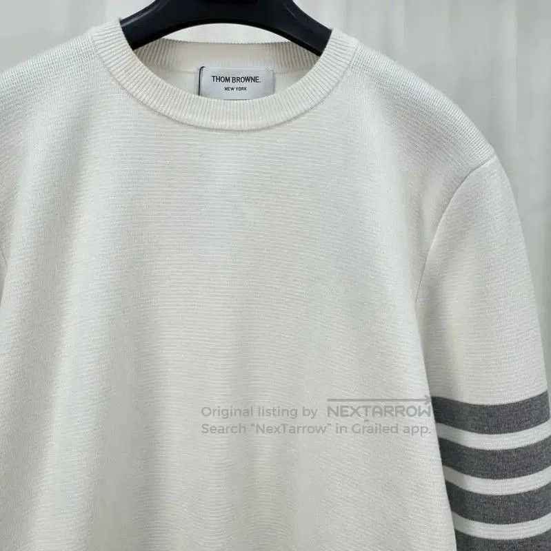 Thom Browne Thom Browne White Striped Long Sleeve Sweatshirt . Size S / US 4 / IT 40 - 3 Thumbnail
