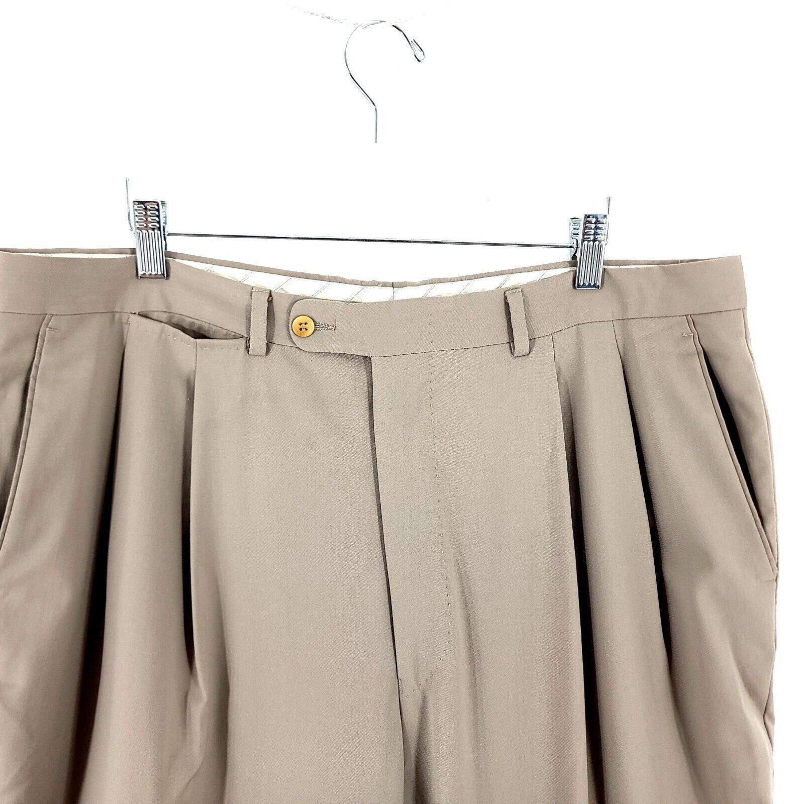 Ermenegildo Zegna Ermenegildo Zegna Tan Super 100s Fine Worsted Wool Pleated D Size 38R - 2 Thumbnail
