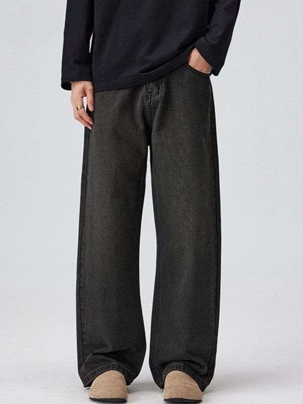 Japanese Brand Men's street style washed loose straight leg baggy jeans Size US 32 / EU 48 - 2 Thumbnail