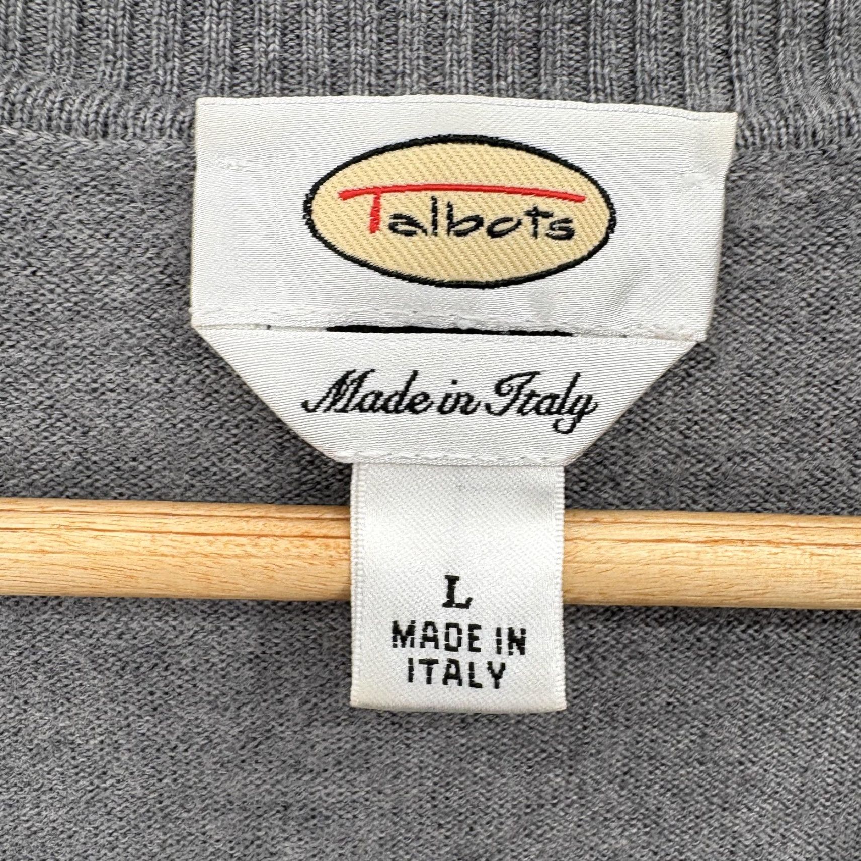 Talbots Talbots Sweater Womens Large Gray 100% Merino Wool V-Neck Knit Pullover Italy Size L / US 10 / IT 46 - 4 Thumbnail