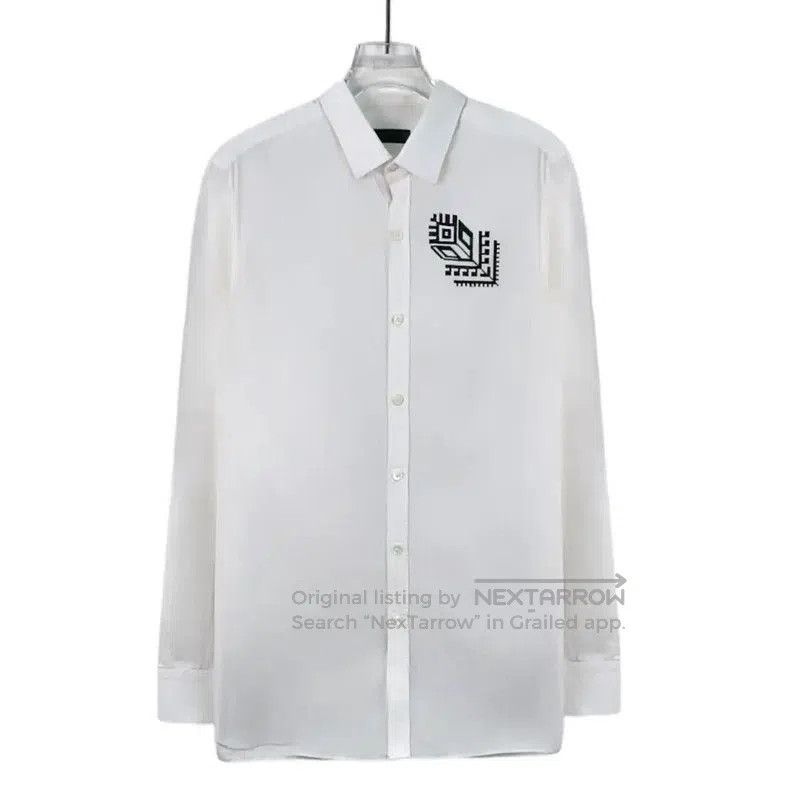 Lanvin Lanvin Men's White Cotton Printed Long Sleeve Shirt . Size US M / EU 48-50 / 2 - 1 Thumbnail