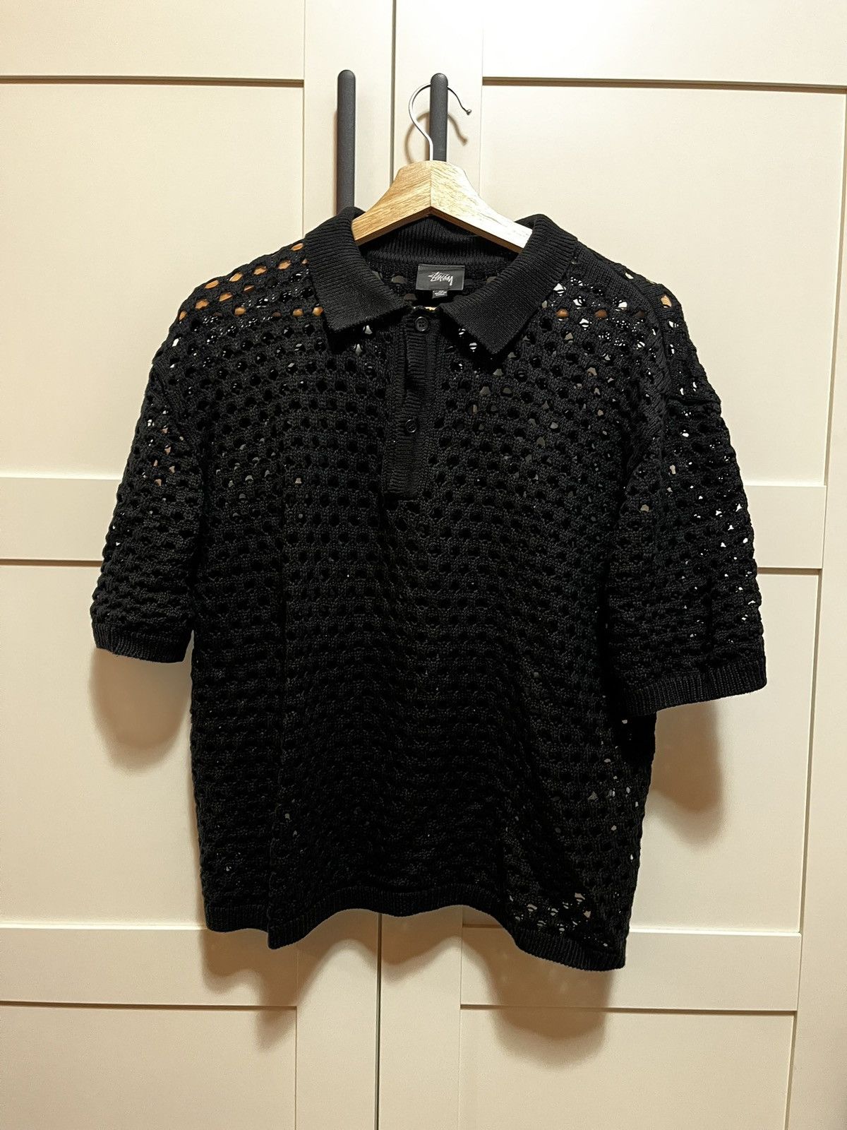 Stussy Stüssy Big Mesh Polo Sweater Size US XL / EU 56 / 4 - 2 Thumbnail