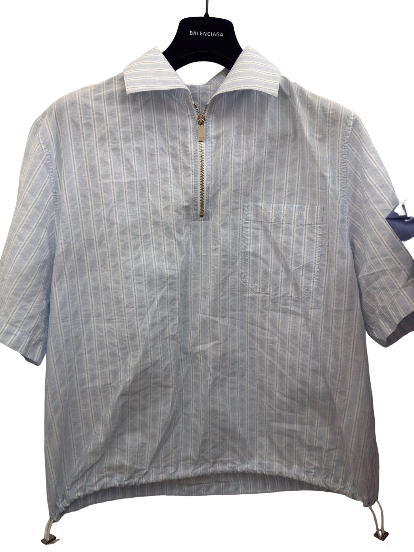 Dior Dior Striped Half-Zip Short Sleeve Shirt Size 50 Size US M / EU 48-50 / 2 - 1 Thumbnail