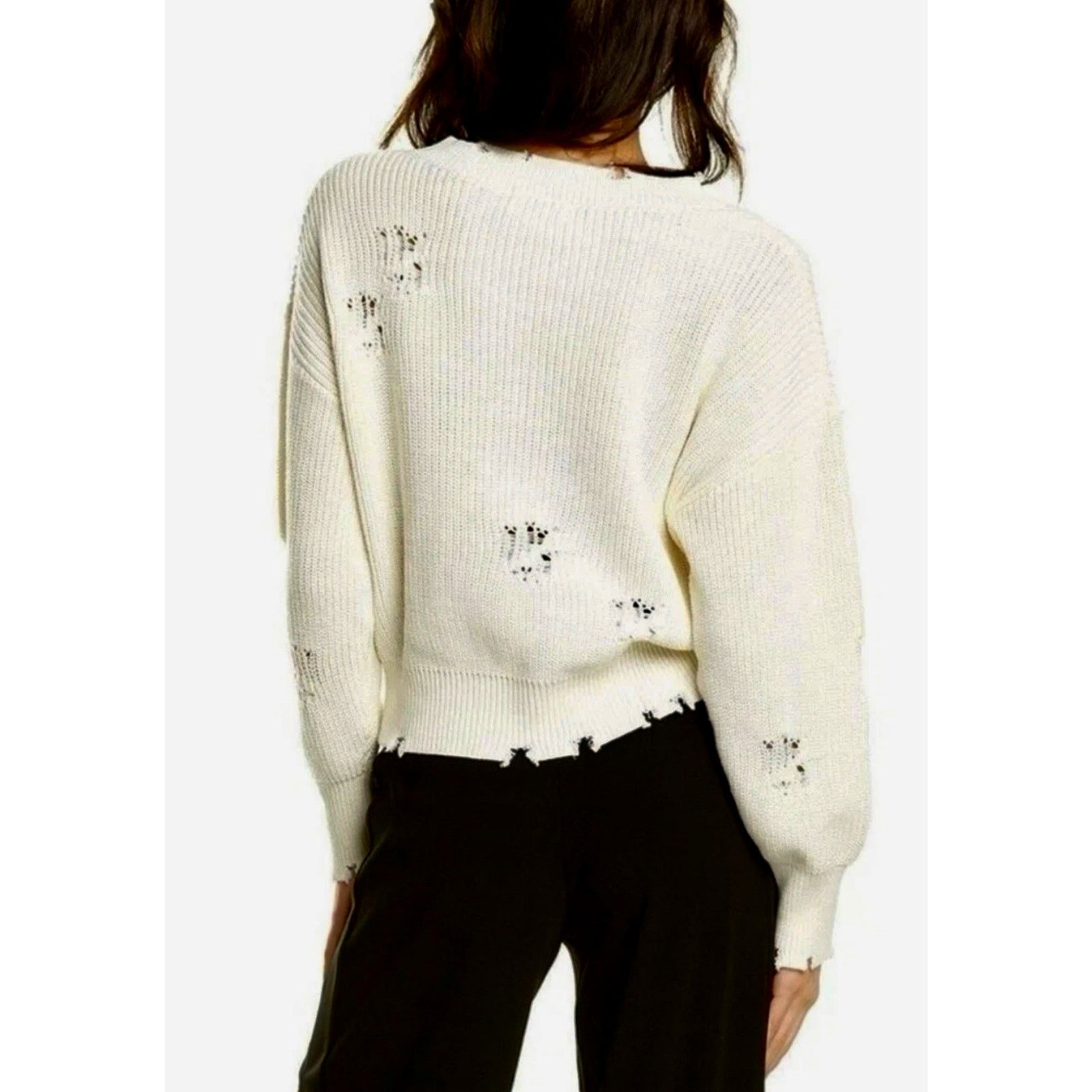 Other 525 America Distressed Shaker V-Neck Sweater in Chalk size M Size M / US 6-8 / IT 42-44 - 3 Thumbnail