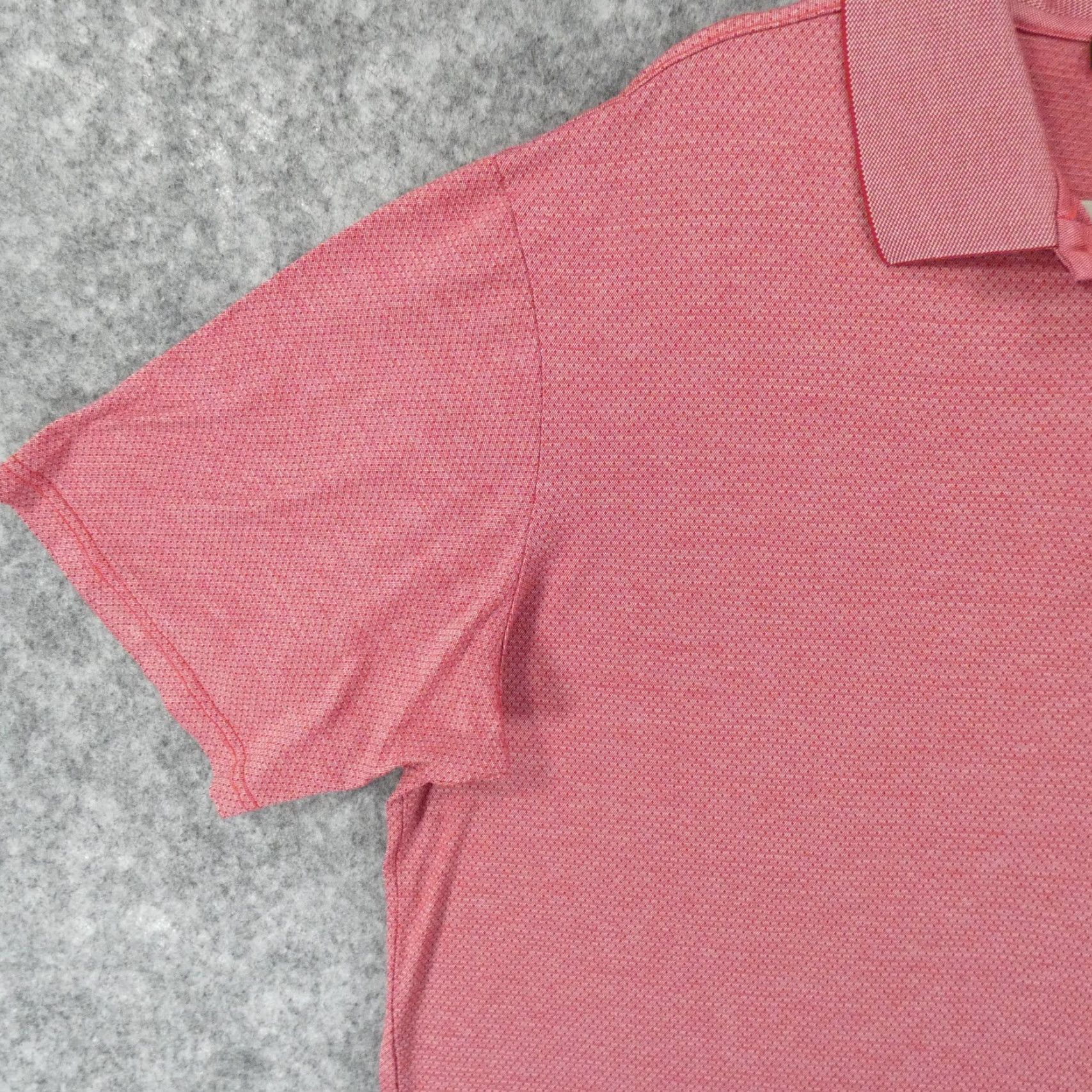 BUGATCHI Bugatchi Polo Shirt Mens L Short Sleeve Red Herringbone Mercerized Cotton Size US L / EU 52-54 / 3 - 3 Thumbnail