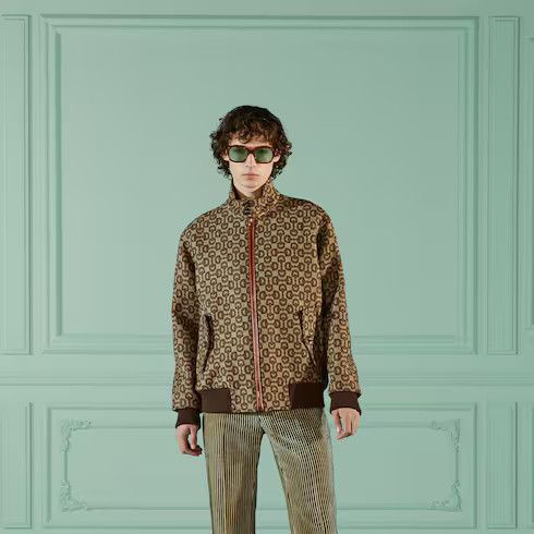 Gucci o1s1wg110225 Horsebit Jacquard Wool Jacket in Brown Size US L / EU 52-54 / 3 - 5 Thumbnail