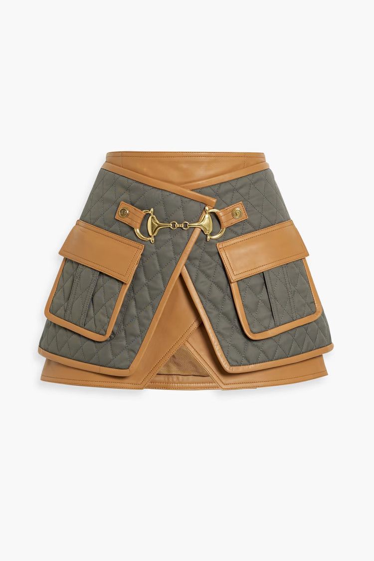 Balmain o1y0625 Mini Skirt in Gray/Brown Size 26" / US 2 / IT 38 - 1 Thumbnail