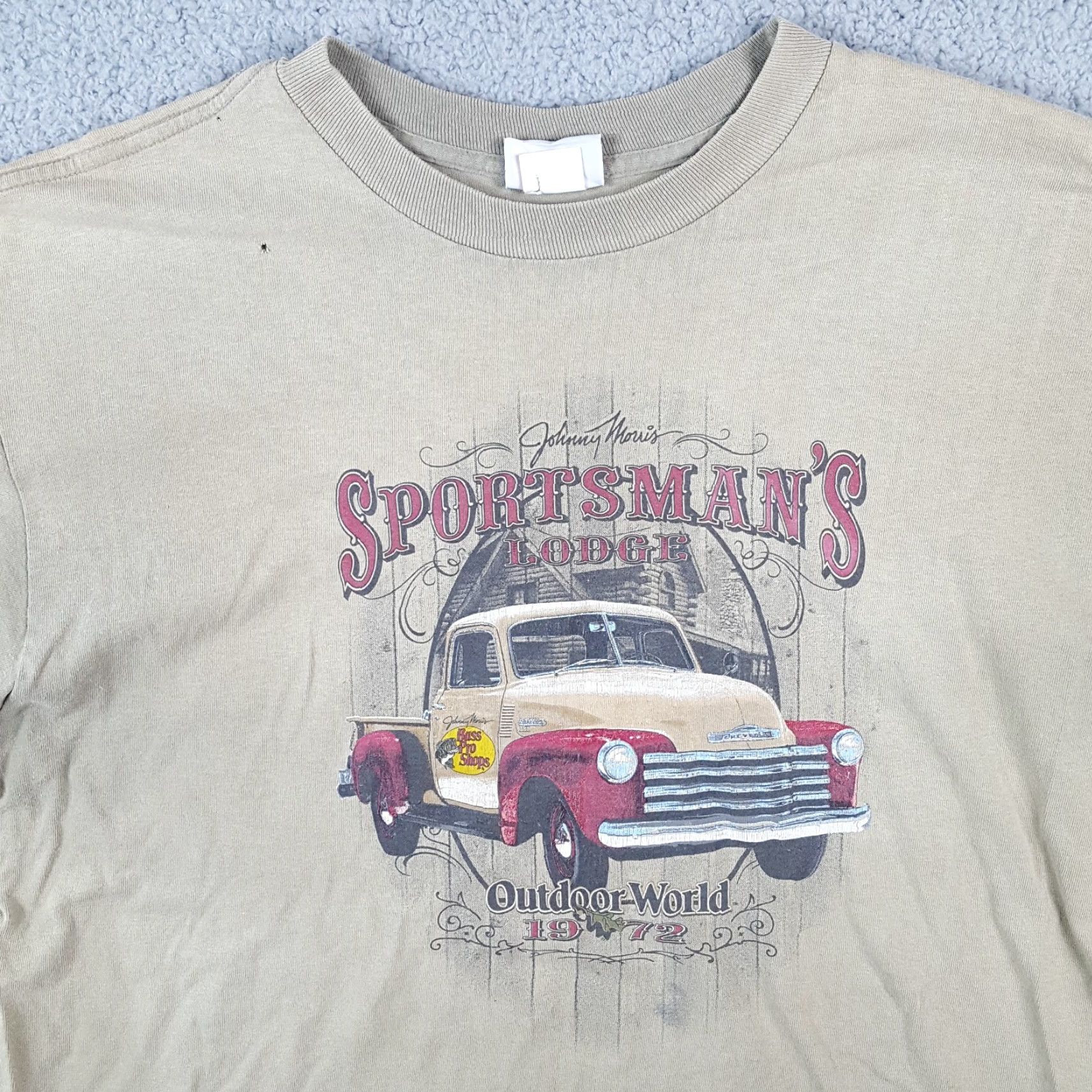 Bass Pro Shops Bass Pro Shop Distressed T-Shirt Truck Men XL Grunge Beiges 00s 90s Fishing Car Lodge Sportsman Size US XL / EU 56 / 4 - 2 Thumbnail