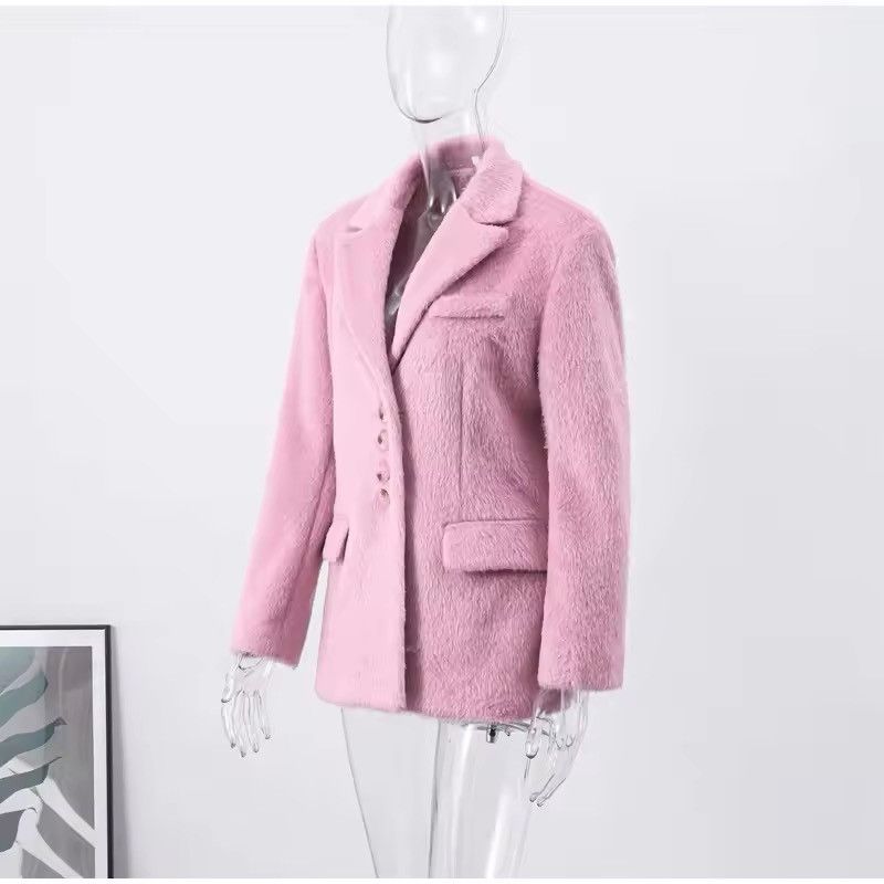 Other Design Plush Fluffy Blazer Pink Elegant Fashion Coat Size M / US 6-8 / IT 42-44 - 4 Thumbnail