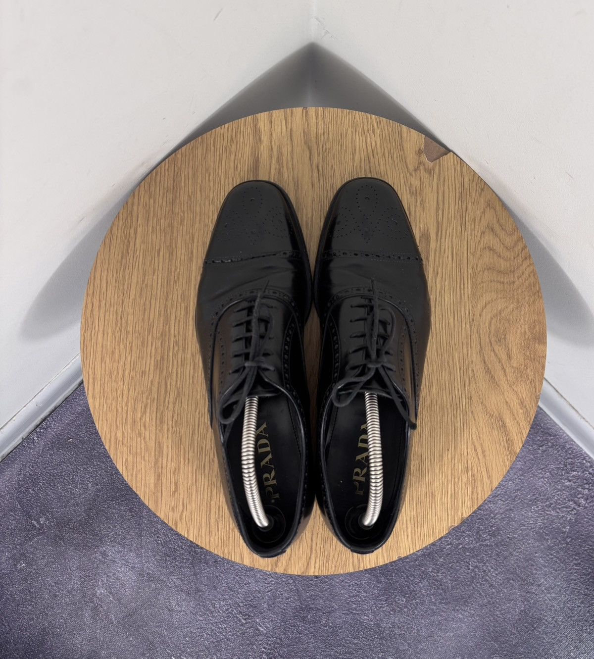Prada Prada Men’s Black Leather Cap-Toe Brogue Oxford Dress Shoes Size US 8.5 / EU 41-42 - 13 Thumbnail
