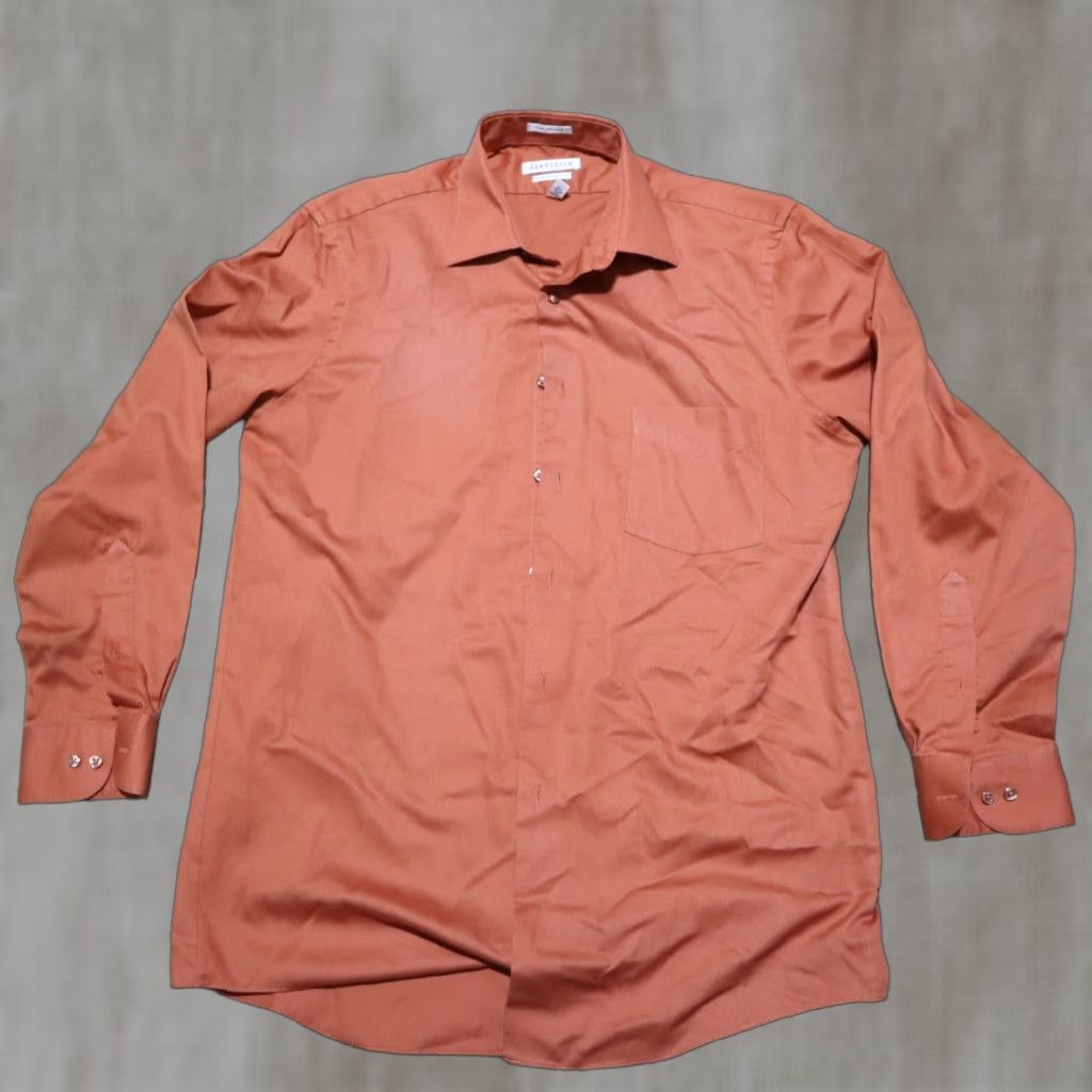 Van Heusen Van Heusen Button Up Shirt Orange Long Sleeve Regular Fit Men's 15.5 32/33 Size US L / EU 52-54 / 3 - 1 Thumbnail