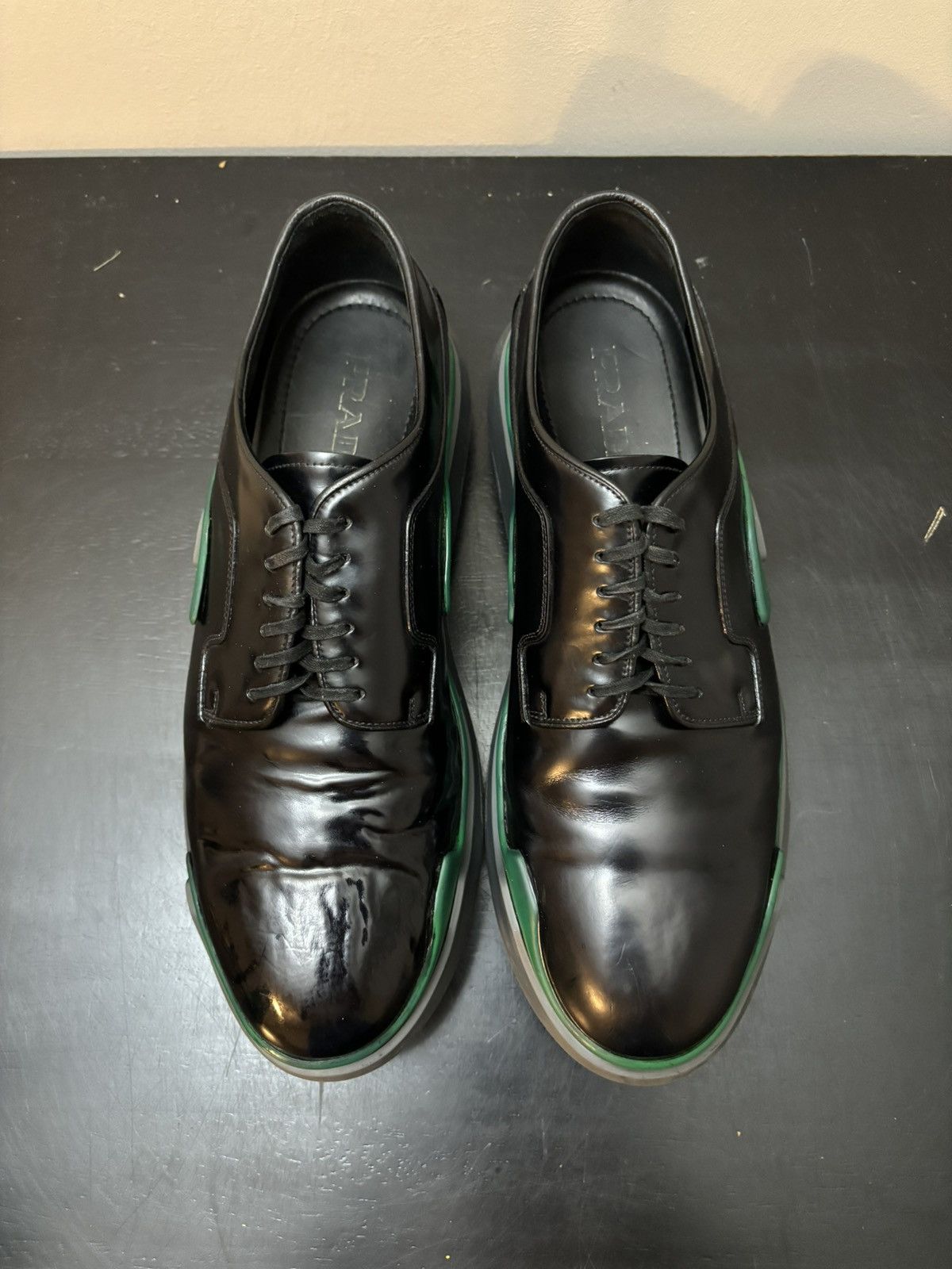 Prada Prada Platform Glossy Leather Derby Shoes Green Grey Size US 9 / EU 42 - 2 Thumbnail