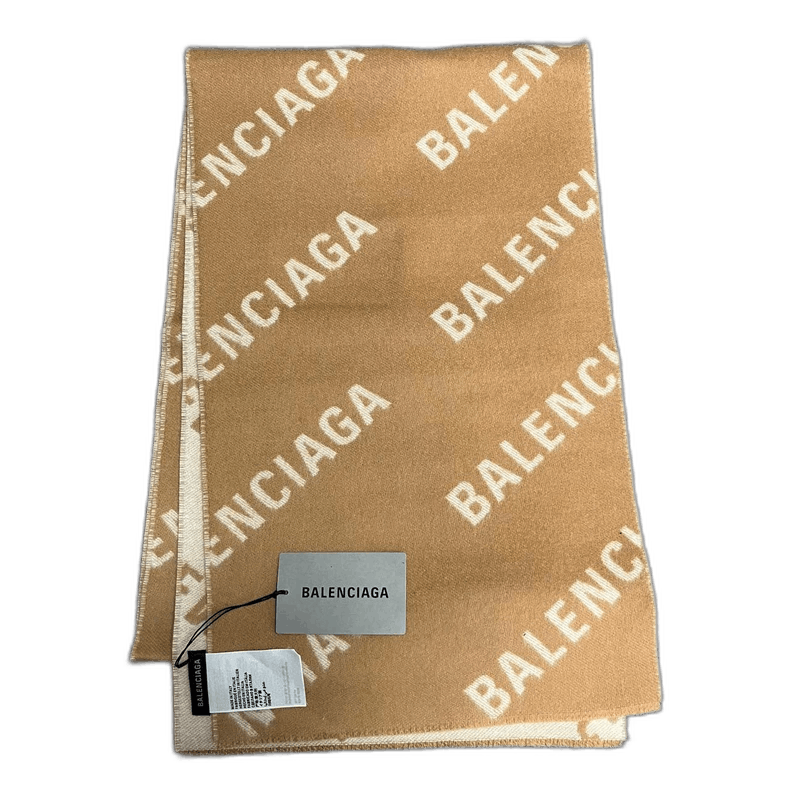 Balenciaga Balenciaga Brown Logo Wool Scarf Size ONE SIZE - 1 Thumbnail