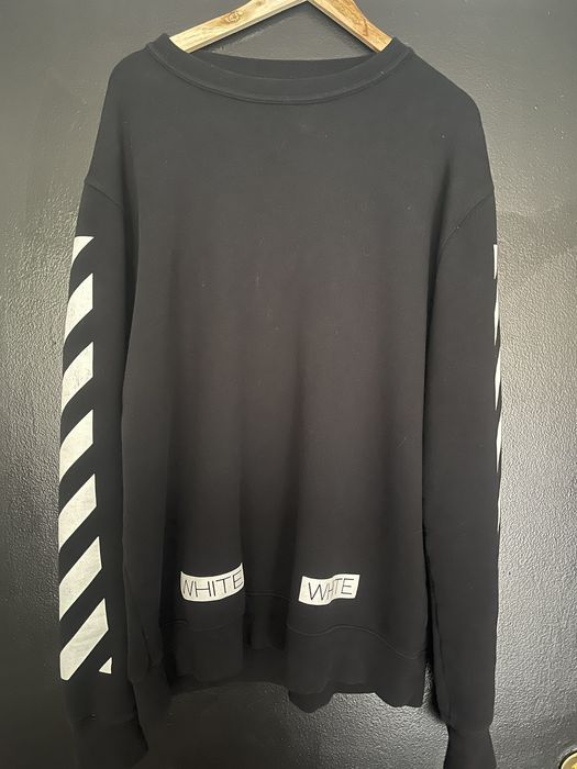 Off white blue collar crew clearance neck