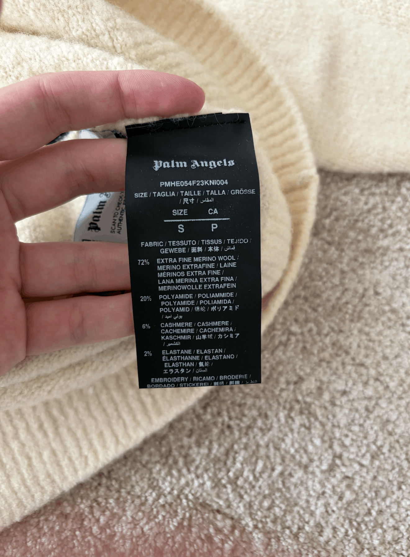 Palm Angels Palm Angels Beige/Cream Knitwear Sweater Size US S / EU 44-46 / 1 - 3 Thumbnail