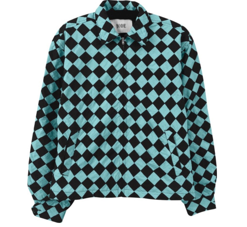 Bode BODE Light Blue & Black Diamond Checkerboard Jacket Size US M / EU 48-50 / 2 - 1 Thumbnail