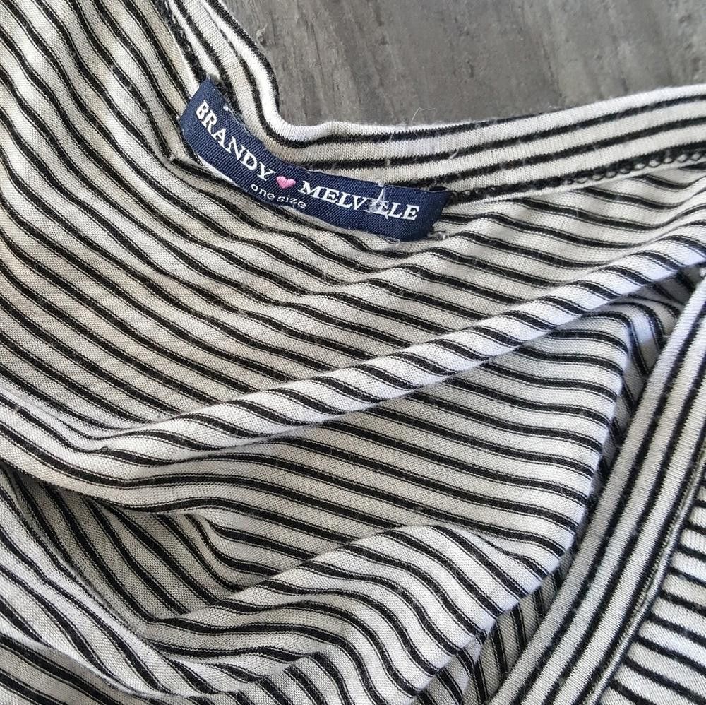 Designer White Black Pinstriped Melville Long Sleeve Size ONE SIZE - 3 Thumbnail