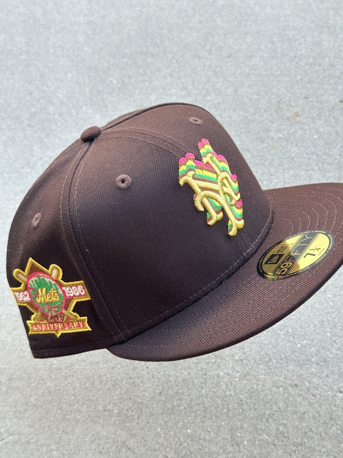 MLB × MyFitteds × New Era New York Mets Rainbow Cookie Metallic Fitted Hat 7 1/4 NY Size ONE SIZE - 1 Thumbnail