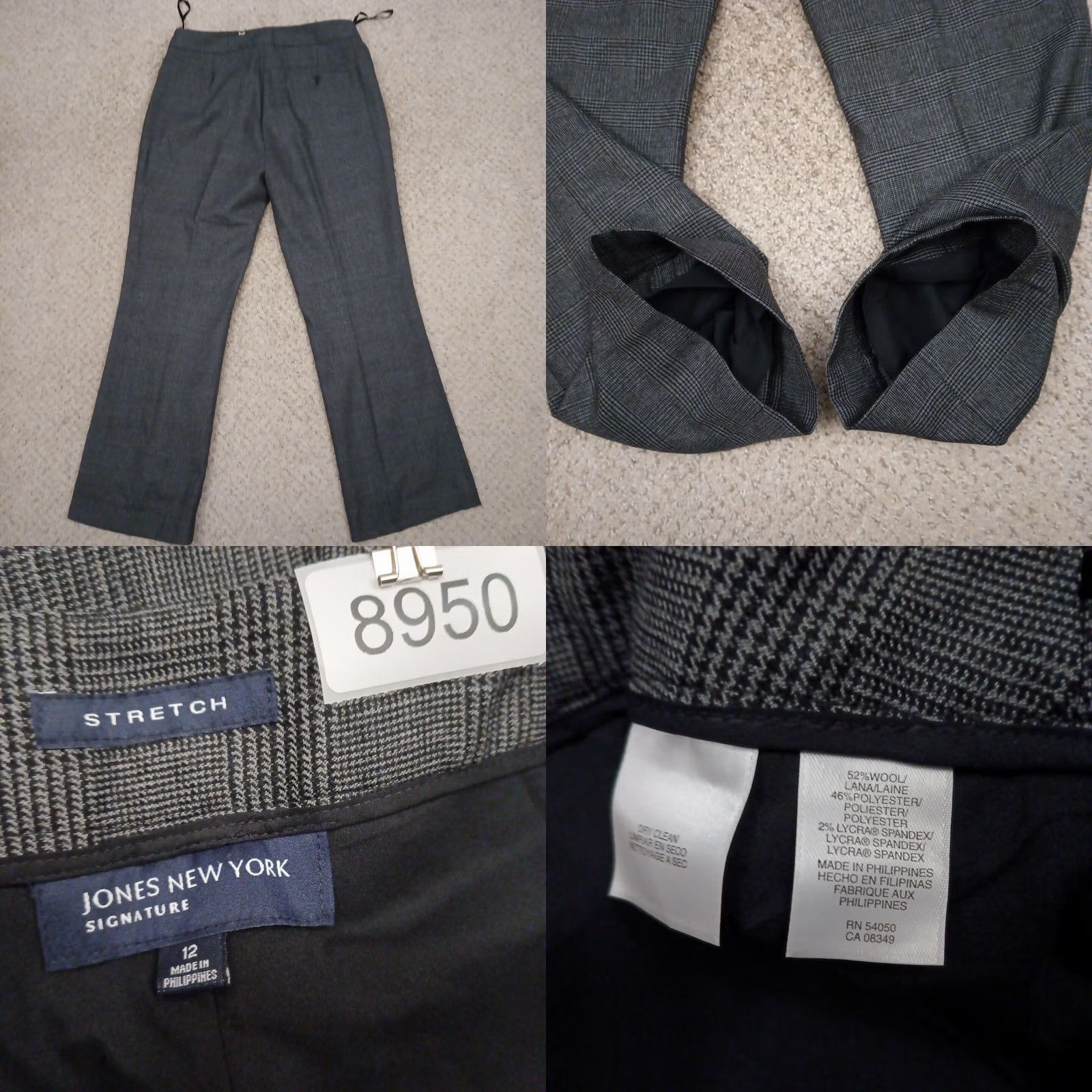 Jones New York Jones New York Dress Pants Womens Size 12 Gray Plaid Lined 34x29 High Rise Pants Mens Womens Girls Size 34" / US 12 / IT 48 - 8 Thumbnail