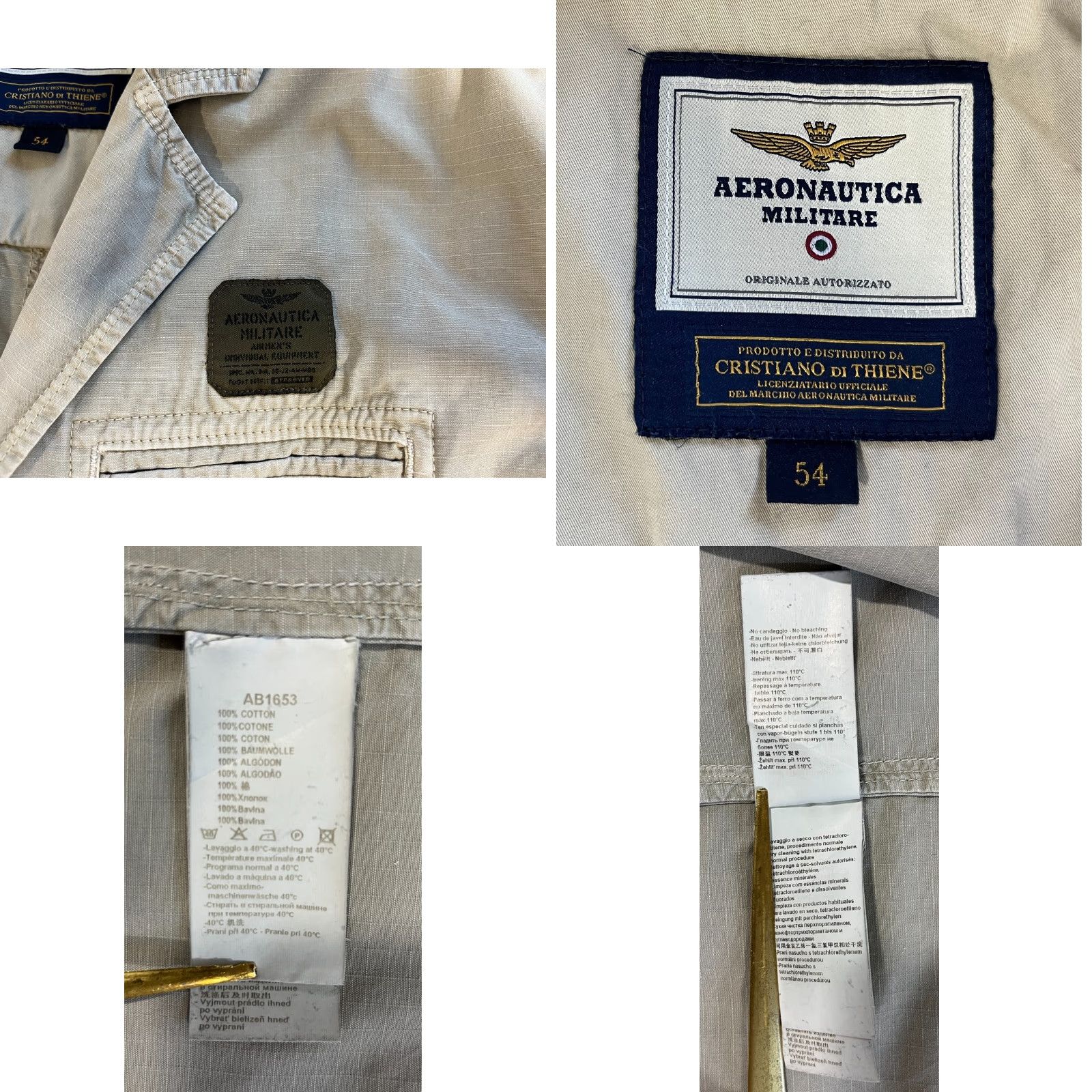 Aeronautica Militare VINTAGE Aeronautica Militare Jacket Mens Canvas Blazer Size 54 Beige Military Style with Pockets Elbow Patch Size 54R - 9 Thumbnail