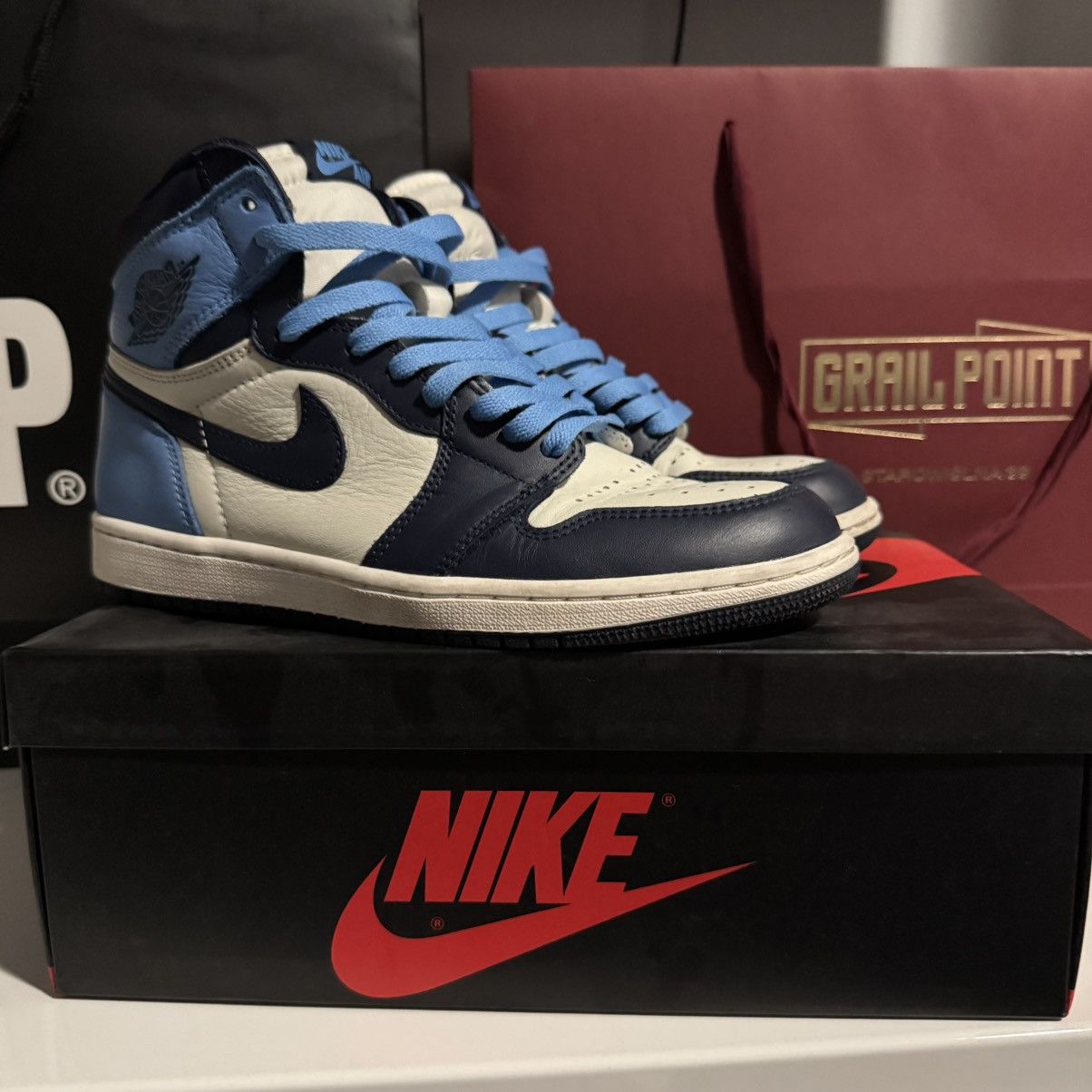 Jordan Brand Jordan 1 high og obsidian Size US 8 / EU 41 - 1 Thumbnail
