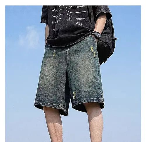 Japanese Brand Blue High Street Vintage Loose Fit Denim Shorts Size US 32 / EU 48 - 4 Thumbnail