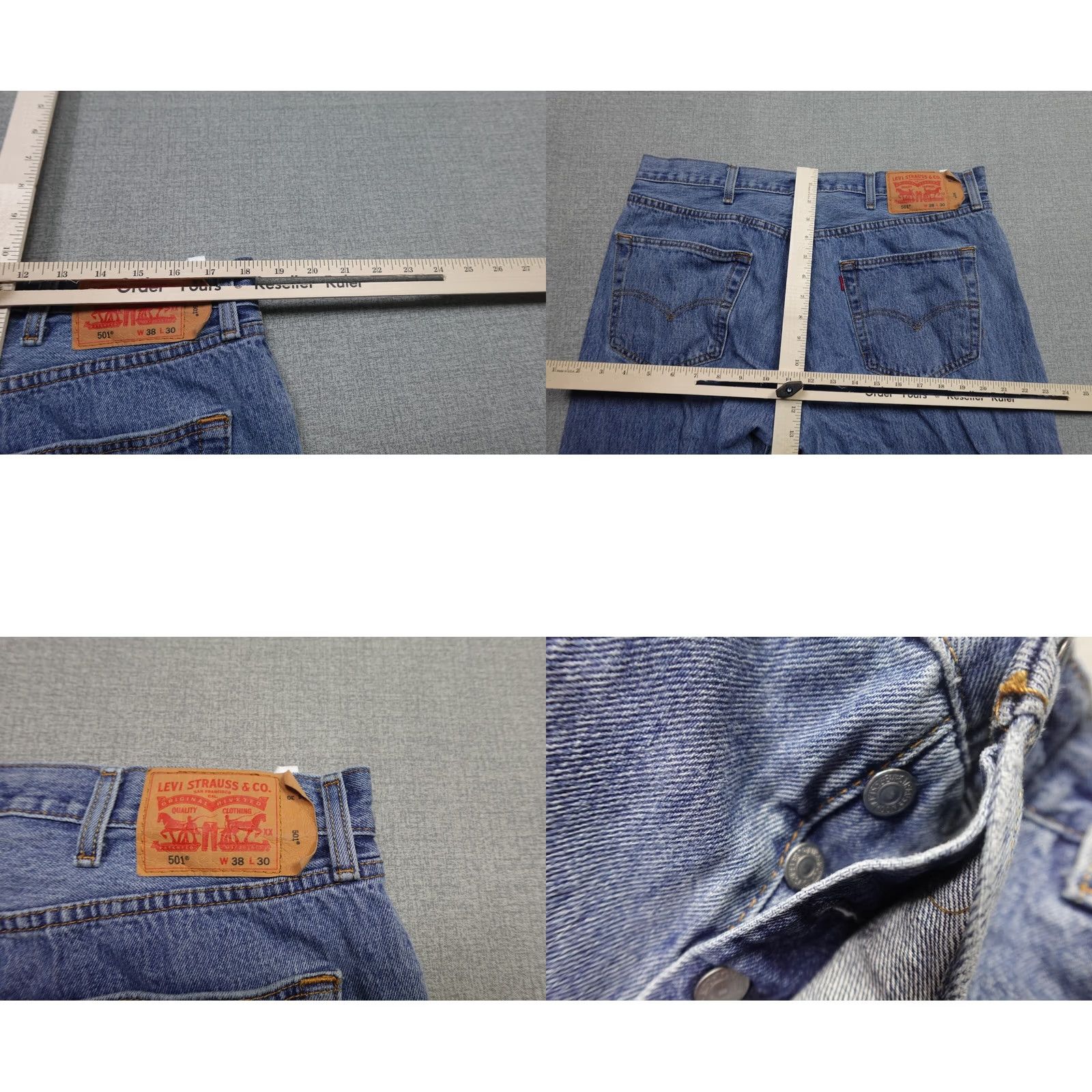 Levi's Levi's 501 Jeans Mens 38x30 Blue Straight Light Wash Button Fly Western Rancher Jeans Size US 38 / EU 54 - 8 Thumbnail