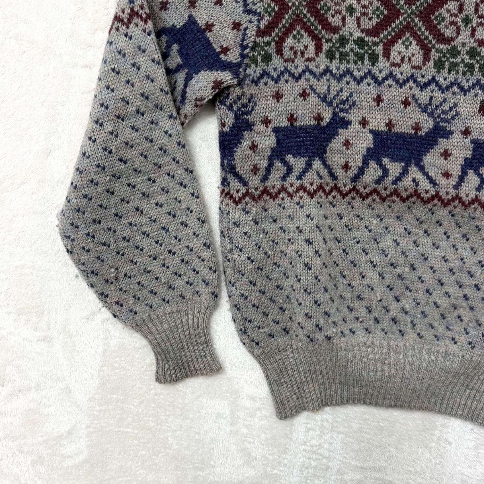 Vintage VINTAGE Boston Traders Sweater Mens Large Gray Wool Fair Isle Reindeer Christmas Christmas Size US L / EU 52-54 / 3 - 6 Thumbnail