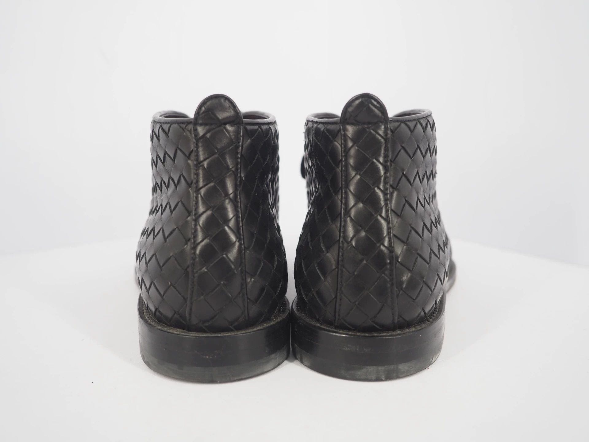 Bottega Veneta BV Black Woven Leather Mid-Top Boots Size 39 Size US 7.5 / EU 40-41 - 4 Thumbnail