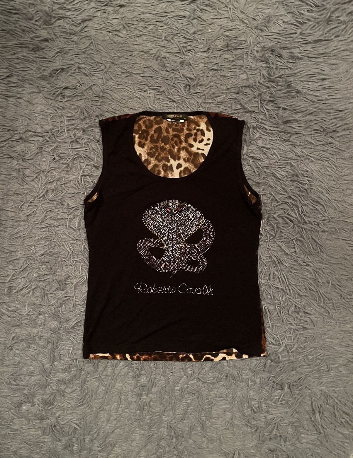 roberto cavalli トラ柄ラメ入りタンクトップ S roberto cavalli トラ柄ラメ入りタンクトップ S