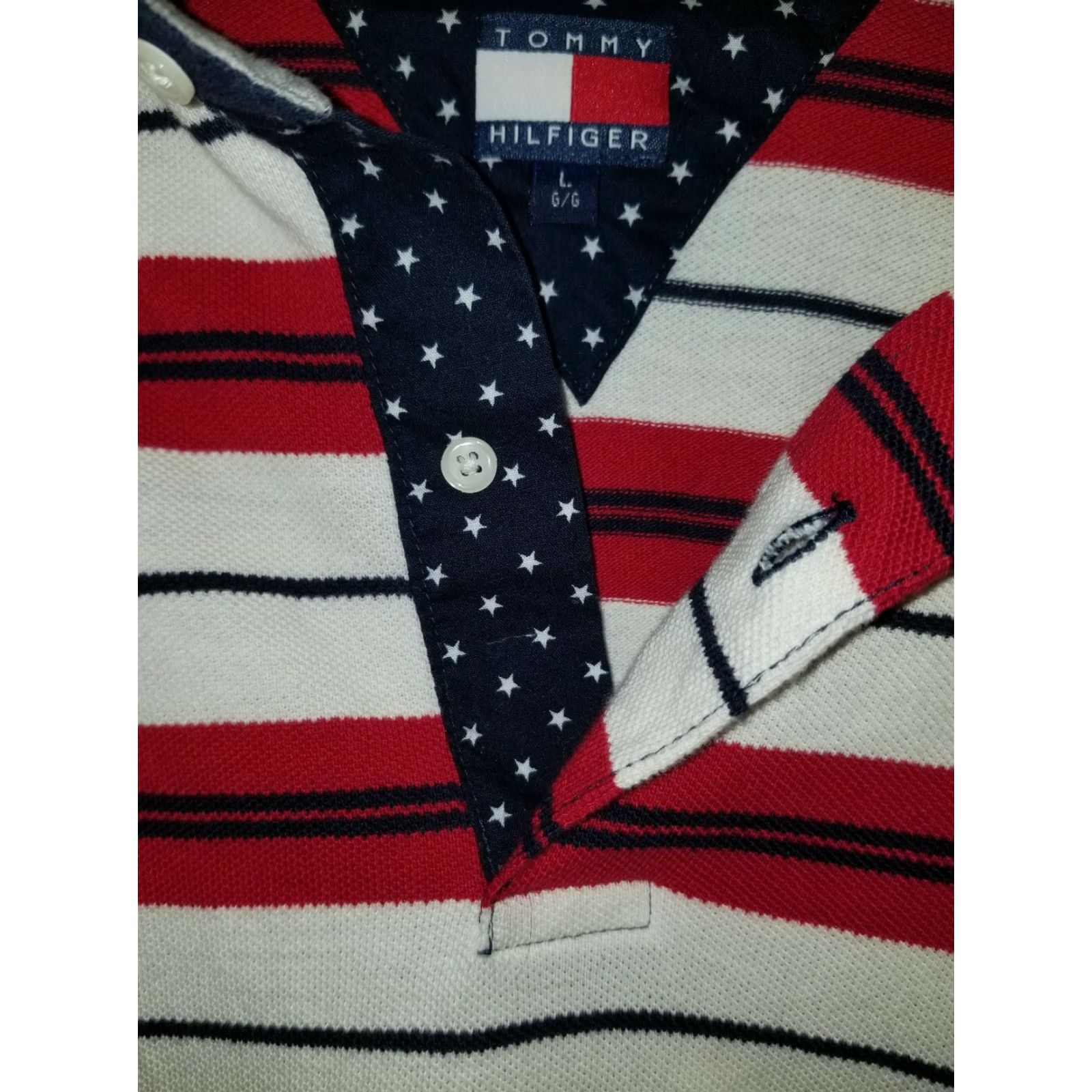 Tommy Hilfiger VINTAGE Tommy Hilfiger Polo Shirt Women's 3/4 Sleeve Patriotic Polo Shirt L Black Polo Shirt Women L Size L / US 10 / IT 46 - 3 Thumbnail