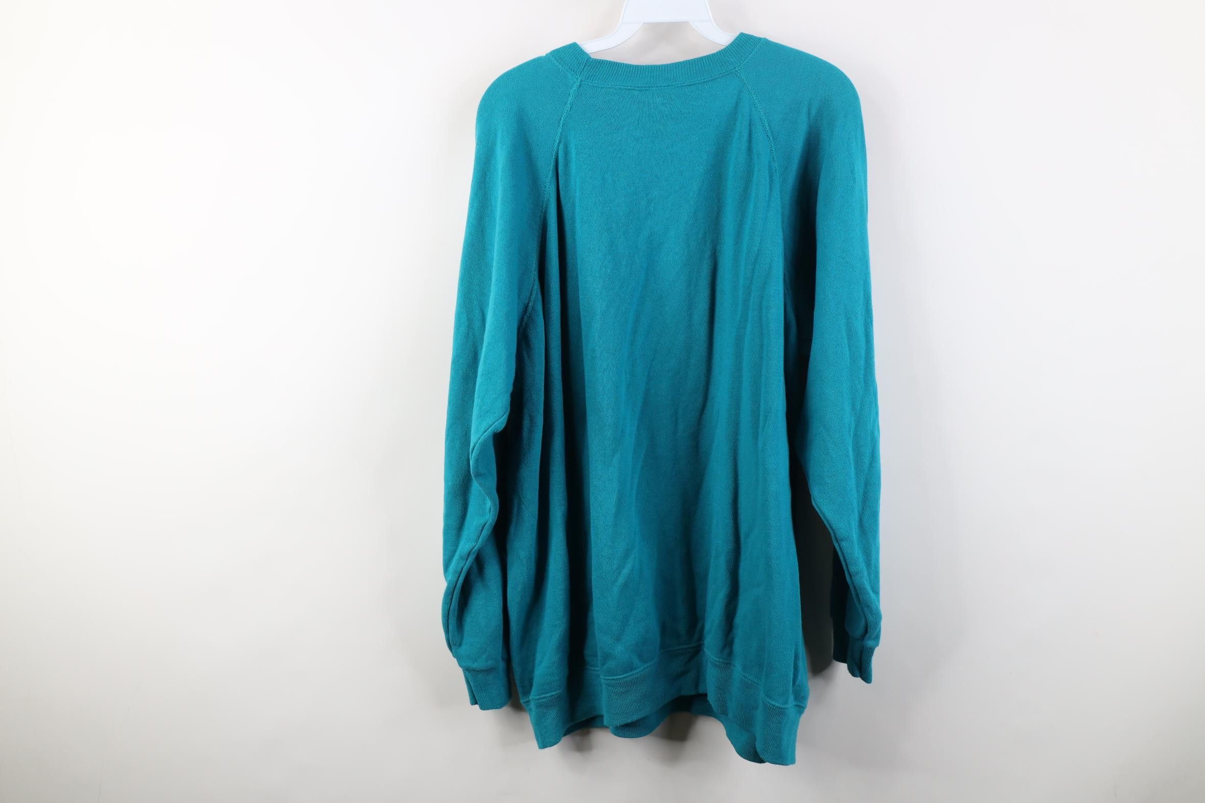 Vintage Vintage 90s Streetwear Baggy Fit Crewneck Sweatshirt Teal Size US XL / EU 56 / 4 - 7 Thumbnail