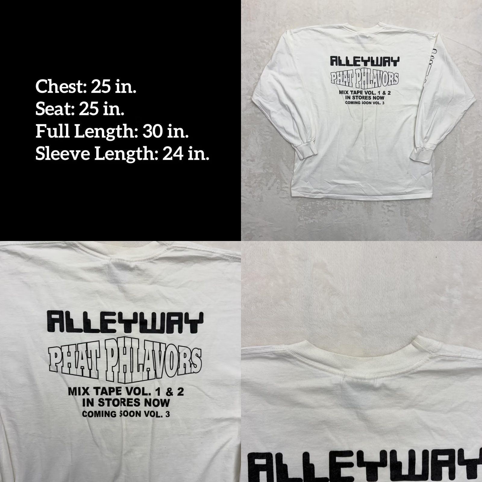 Vintage Alleyway Phat Phlavors Shirt Mens 2XL White Long Sleeve DJ Mixtape Hip Hop Shirt Mens 2XL White Long Sleeve Graphic Print Crew Neck Cotton N/A Size US XXL / EU 58 / 5 - 8 Thumbnail
