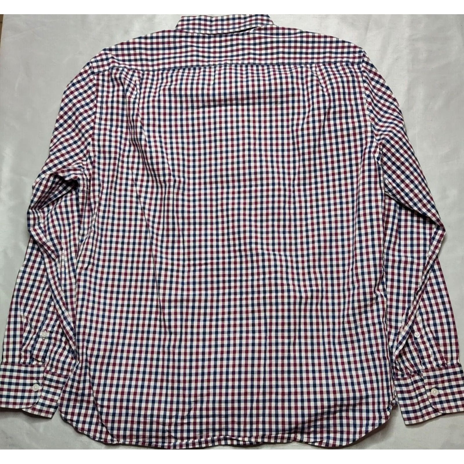 J.Crew J.CREW FLEX WASHED Slim Men XL Burgundy Blue Check L/S Button-Up Shirt Size US XL / EU 56 / 4 - 3 Thumbnail