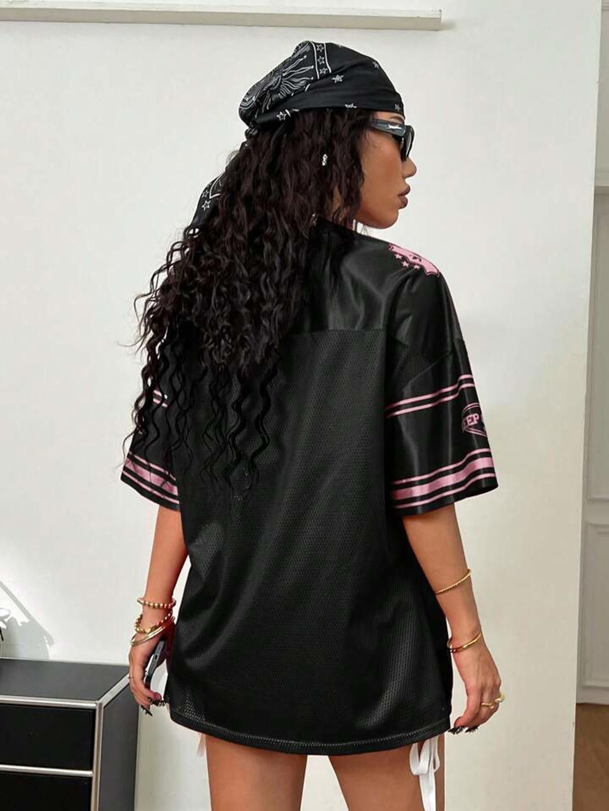 Other Black and Mauve Mesh Number 98 Keep Going Jersey Size ONE SIZE - 4 Thumbnail